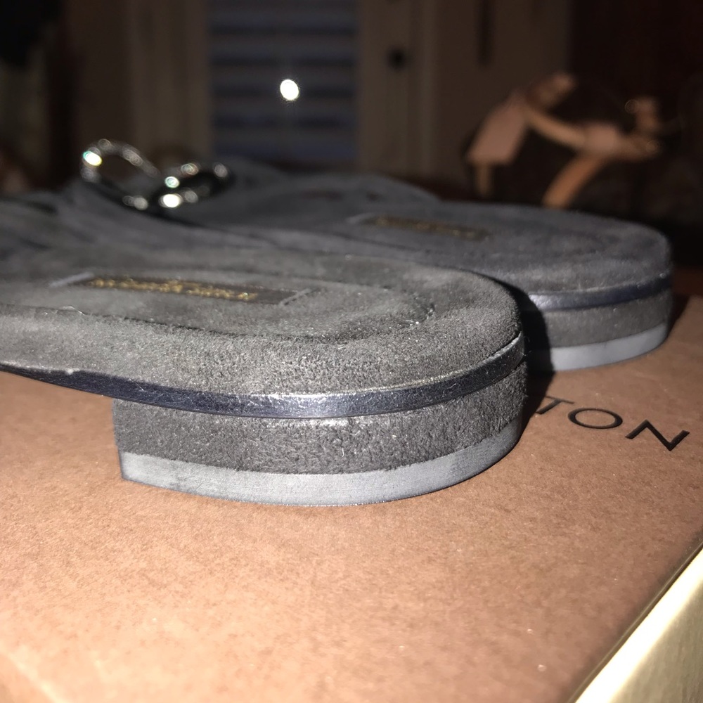 Women’s LV Black Suede Embellished Sandals - Picture 4 of 5